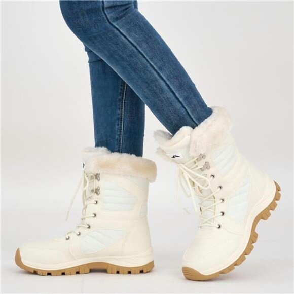 Women's Snow Boots Winter Waterproof Warm Fur Lined Non Slip Mid Calf Boots - Picture 6 of 6